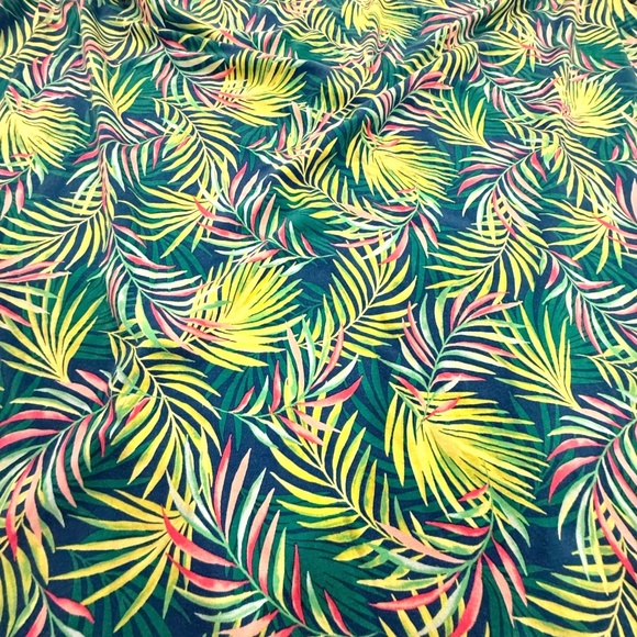 Lands’ End Women’s 2X Stretch Jersey Dress Green Palm Leaf Print Cinch Ties Plus - Picture 4 of 11